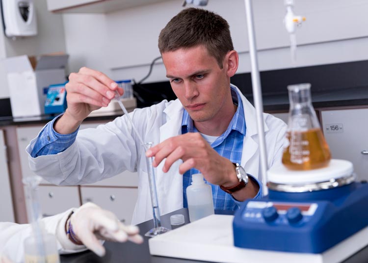 student in lab