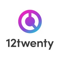 The 12twenty logo features a circular gradient icon with pink and blue hues above the text "12twenty" in bold, black font.