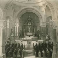 View of interior of Sacred Heart Chapel from choir loft