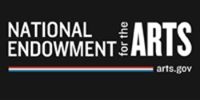 National Endowment for the Arts logo with white text on a black background and a small red, white, and blue stripe at the bottom. The website "arts.gov" appears in the lower right corner.