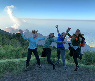 CSB students near Santiaguito, an active volcano in Guatemala, Spring 2019.