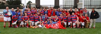 Photo of the SJU Rugby team after winning the National Title