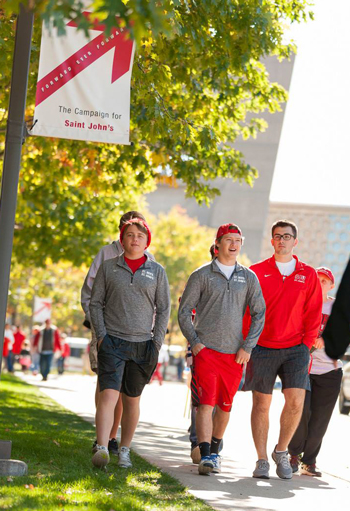 Photo of Johnnies walking around campus