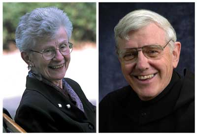 Photo of S. Colman O'Connell, OSB '50 (left) and Fr. Rene McGraw, Ph.D. '58, SOT '62 (right).