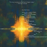 A book cover featuring abstract art resembling flame with symmetrical shapes in dark hues and a bright yellow-orange center. Text is superimposed, including a quote from Michael Ondaatje and a poem titled "Aria of the Flames.