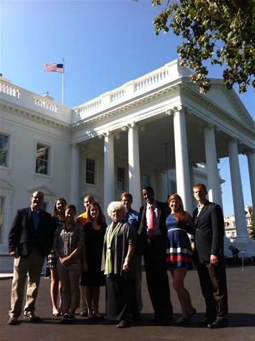 Students in front of the White House with Kay Wolsborn