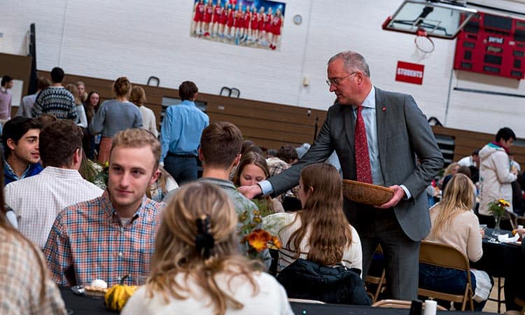 President serving meal