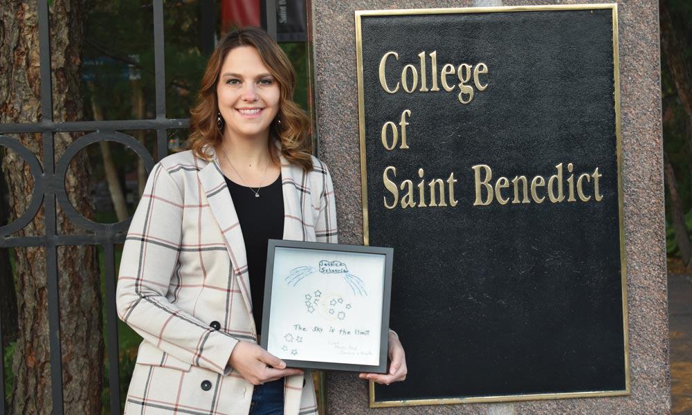 Jessica (Scheerle) Johnson with her memento
