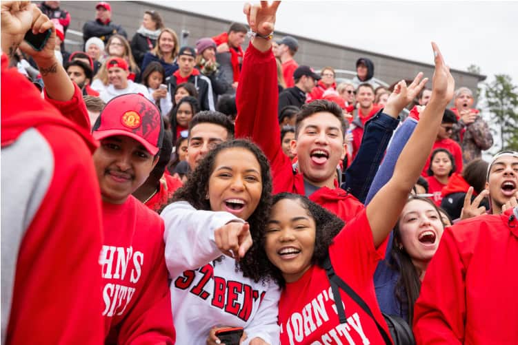 Energetic student section celebrates an exciting Johnnie game day.