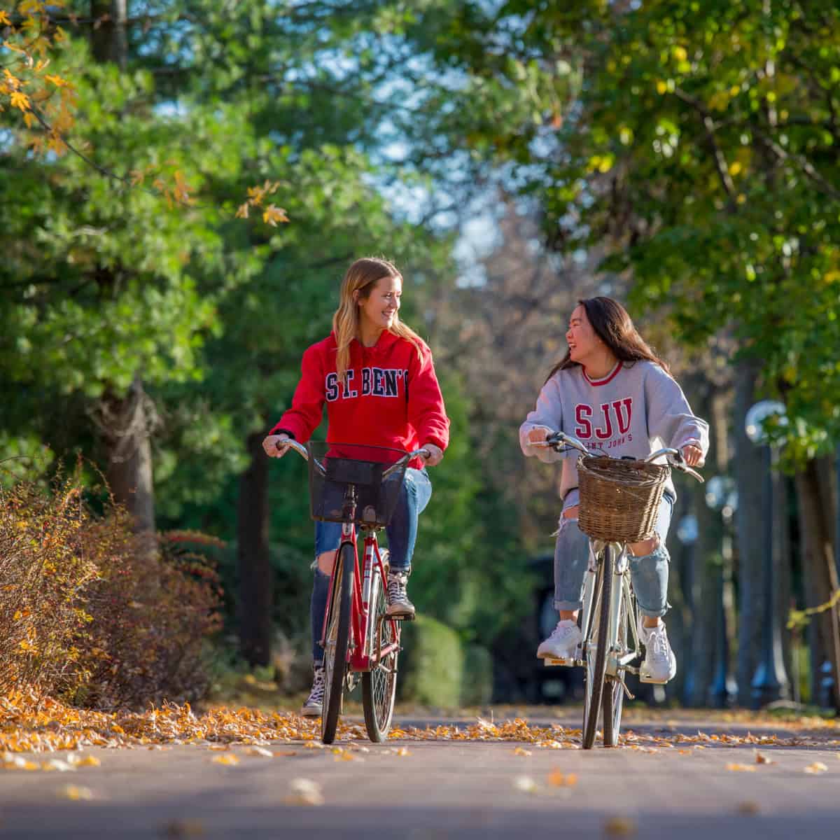 Saint Ben's students enjoy a bike ride during their free time.
