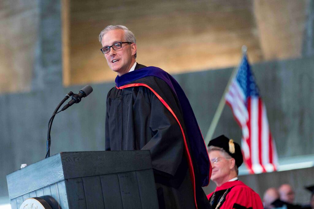 Denis McDonough speaks at SJU commencement