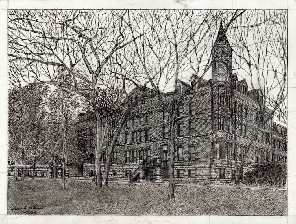Visually impaired sketch artist showcases his unique perspective on local landmarks in new exhibition